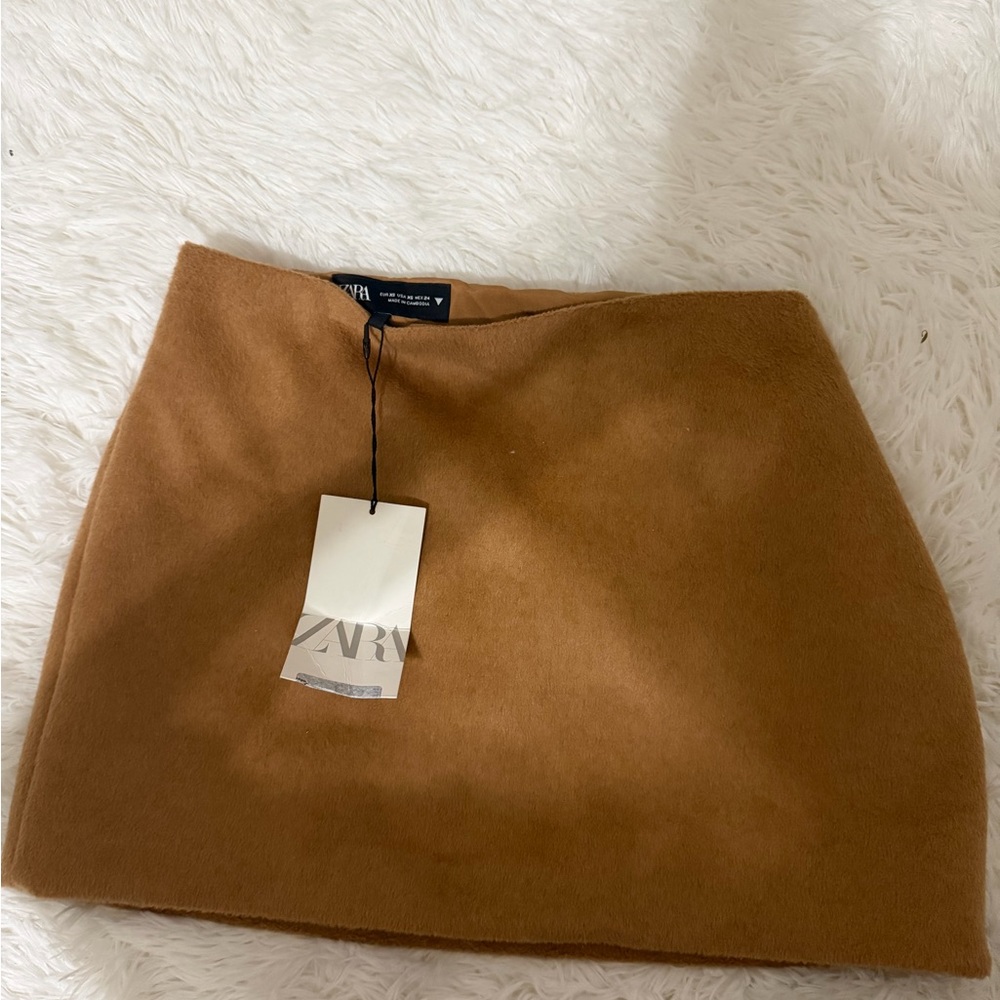 NWT Zara Women's Camel Suede mini skirt